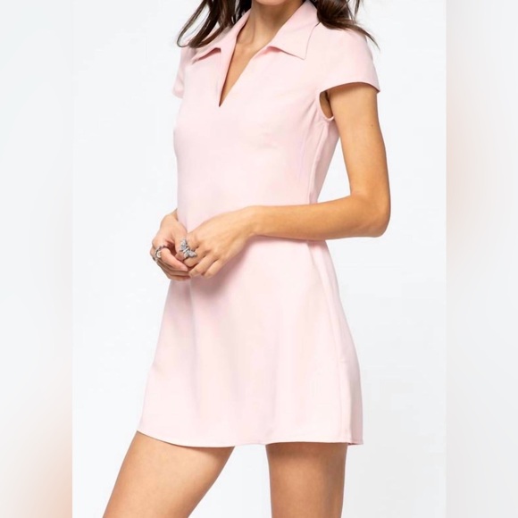 Amanda Uprichard NEW Walker Dress in Dusty Rose Light Pink Preppy Mini Dress - Picture 6 of 13